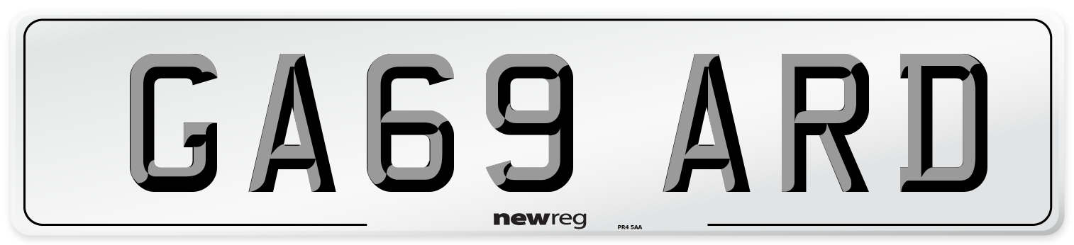 GA69 ARD Number Plate from New Reg